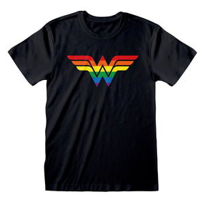 DC Comics Wonder Woman Rainbow Logo Crew Neck T-Shirt