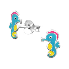 Load image into Gallery viewer, Sterling Silver Seahorse Stud Earrings