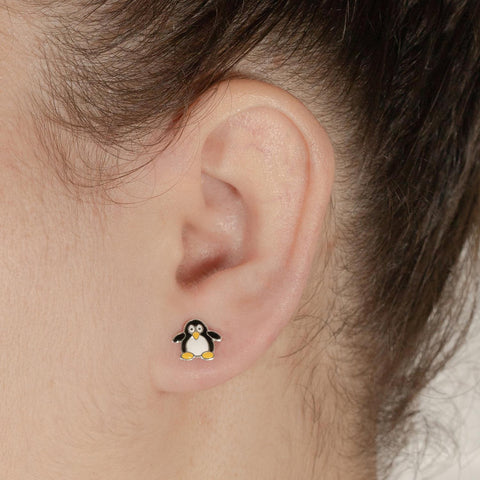 Petite Sterling Silver Penguin Stud Earrings
