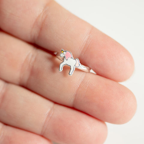 Children's Sterling Silver Pink Unicorn Ring