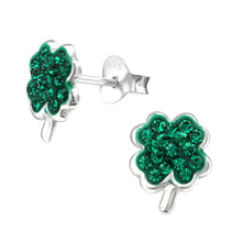 Load image into Gallery viewer, Sterling Silver St. Patrick&#39;s Day Shamrock Stud Earrings