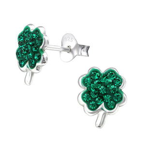 Sterling Silver St. Patrick's Day Shamrock Stud Earrings