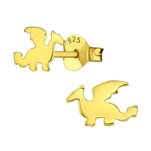 Gold Plated Sterling Silver Dragon Stud Earrings