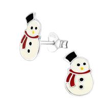 Load image into Gallery viewer, Snowman Sterling Silver and Epoxy Stud Earrings