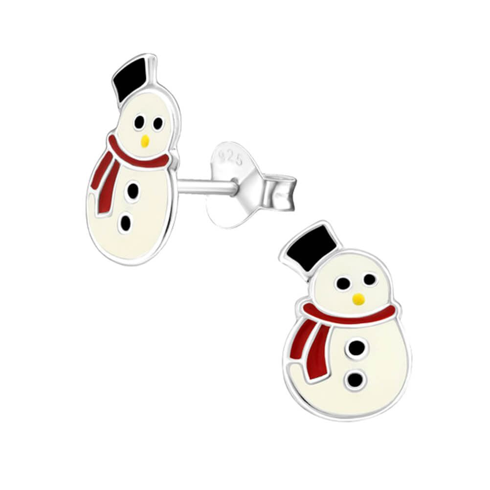 Snowman Sterling Silver and Epoxy Stud Earrings