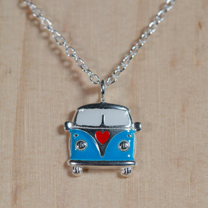 Children's Blue Campervan Sterling Silver Necklace