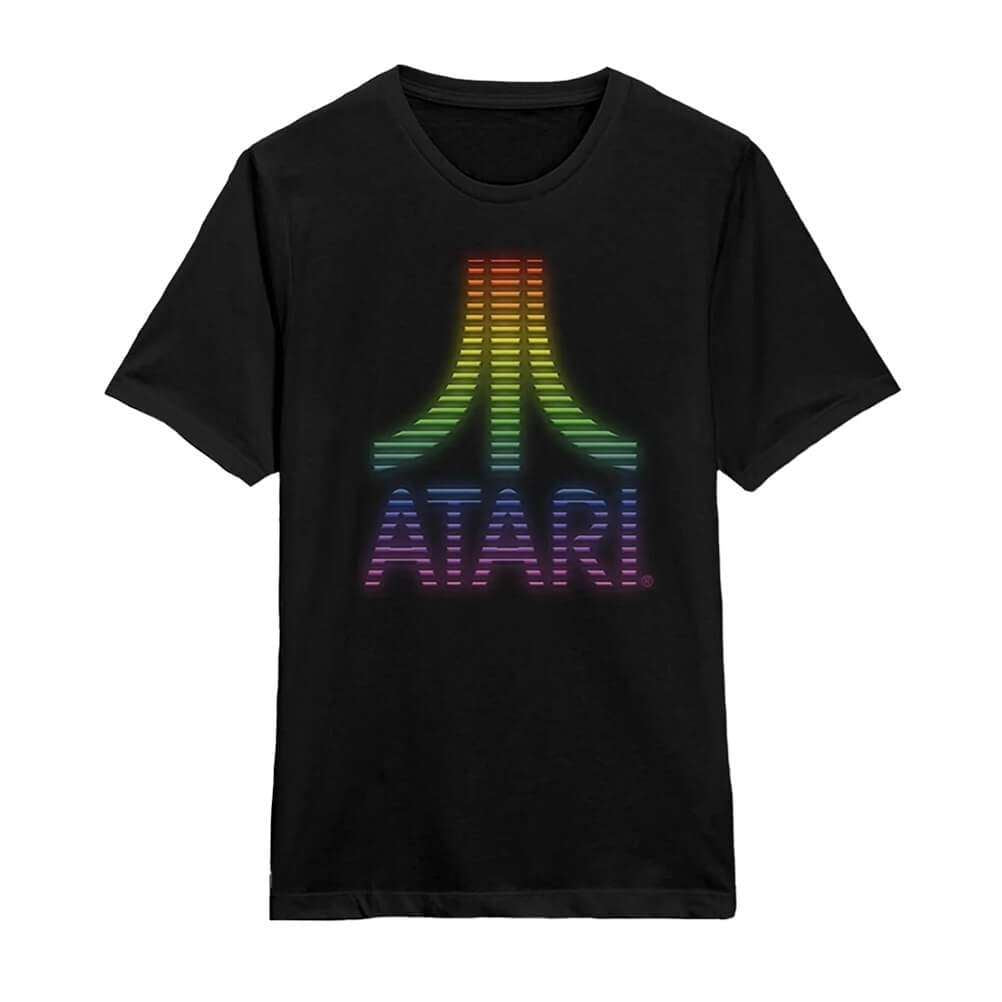 Atari Coloured Logo Black Crew Neck T-Shirt