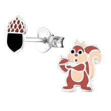 Load image into Gallery viewer, Sterling Silver Acorn and Chipmunk Stud Earrings