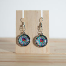 Load image into Gallery viewer, Mandala Amulet Multi-Colour Glass Drop Earrings