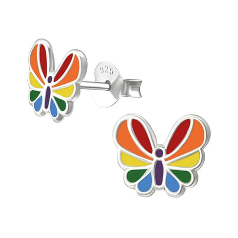 Sterling Silver Colourful Butterfly Stud Earrings