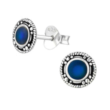 Load image into Gallery viewer, Vintage Style Round Colour-Changing 8mm Sterling Silver Mood Stud Earrings