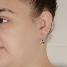 Load image into Gallery viewer, Rainbow Flower Sterling Silver Drop Earrings