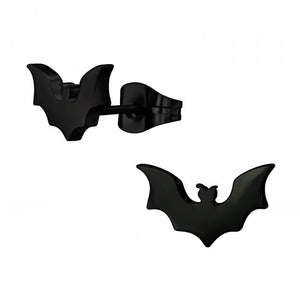 Black Surgical Stainless Steel Bat Stud Earrings