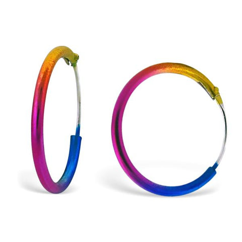 1.5cm Rainbow Coloured Hoop Earrings