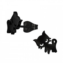 Load image into Gallery viewer, Black Surgical Stainless Steel Cat Ear Studs