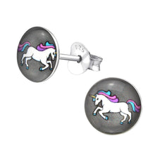 Load image into Gallery viewer, Round Unicorn Stud Earrings