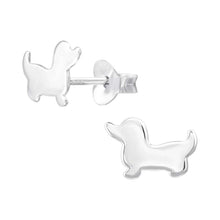 Load image into Gallery viewer, Dachshund Dog Silhouette 10mm Sterling Silver Stud Earrings