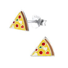 Load image into Gallery viewer, Sterling Silver Pizza Slice Stud Earrings