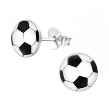 Load image into Gallery viewer, Petite Sterling Silver Round Football Stud Earrings
