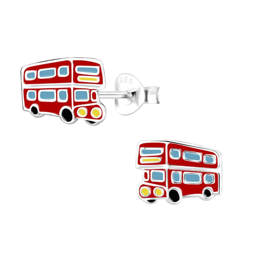 Sterling Silver London Double Decker Bus Stud Earrings