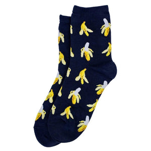 Women's All Over Peeled Banana Print Novelty Crew Socks
