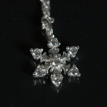 Load image into Gallery viewer, Sterling Silver Winter Snowflake Necklace with Cubic Zirconia