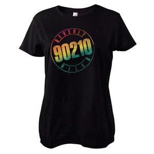 Women's Beverly Hills 90210 Distressed Logo Black Fitted T-Shirt