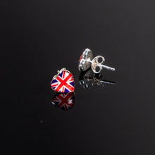 Load image into Gallery viewer, Children&#39;s Sterling Silver Union Jack Heart Stud Earrings