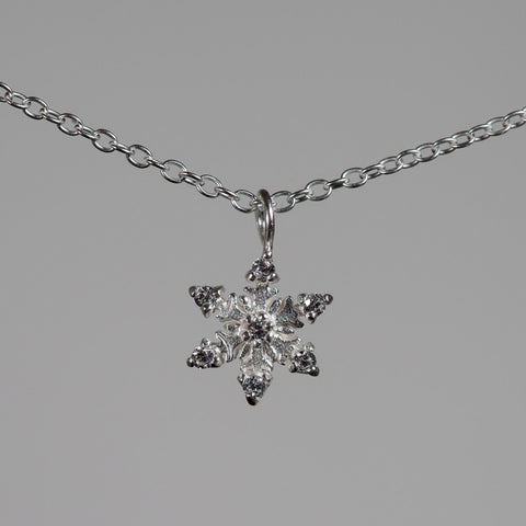 Sterling Silver Snowflake Necklace with Cubic Zirconia