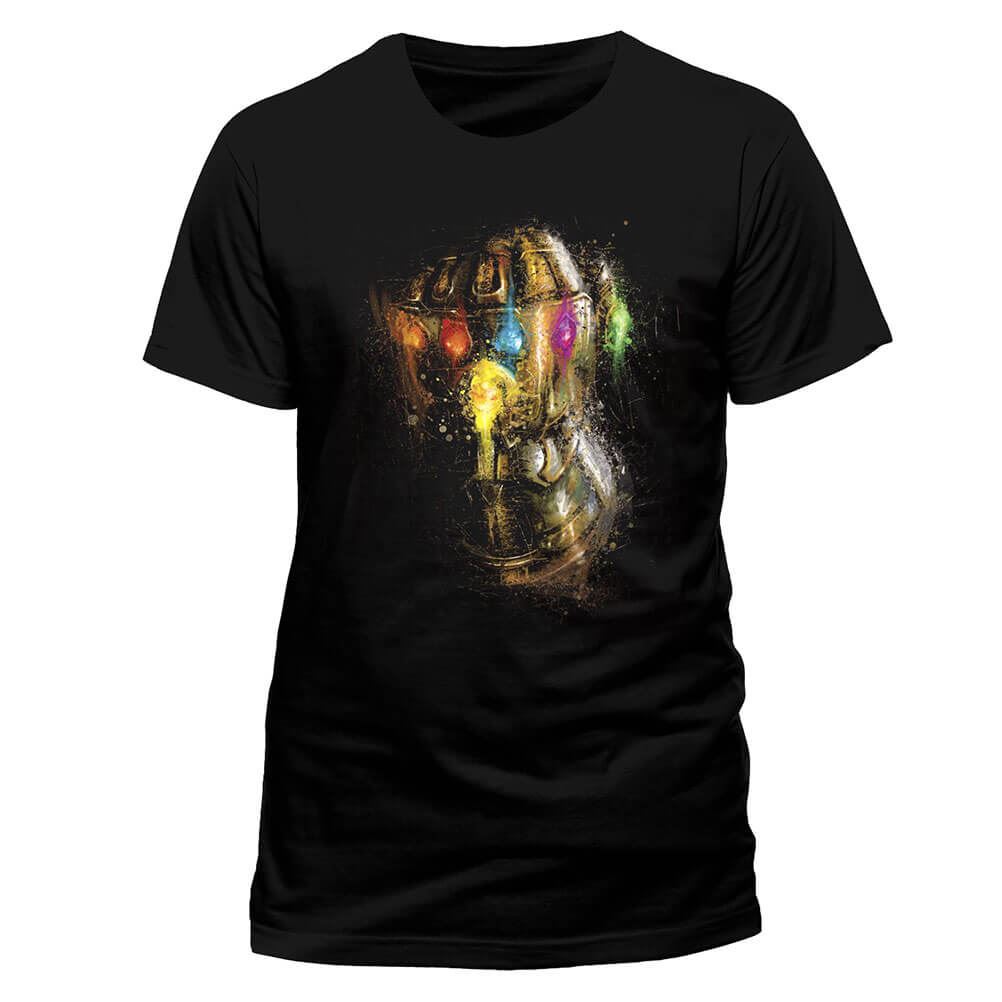 Avengers Endgame Gauntlet Splatter Black T-Shirt