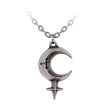 Load image into Gallery viewer, Alchemy Gothic Lilith Crescent Moon Pewter Pendant