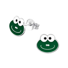 Load image into Gallery viewer, Children&#39;s Sterling Silver Smile Frog Stud Earrings
