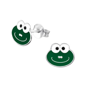 Children's Sterling Silver Smile Frog Stud Earrings