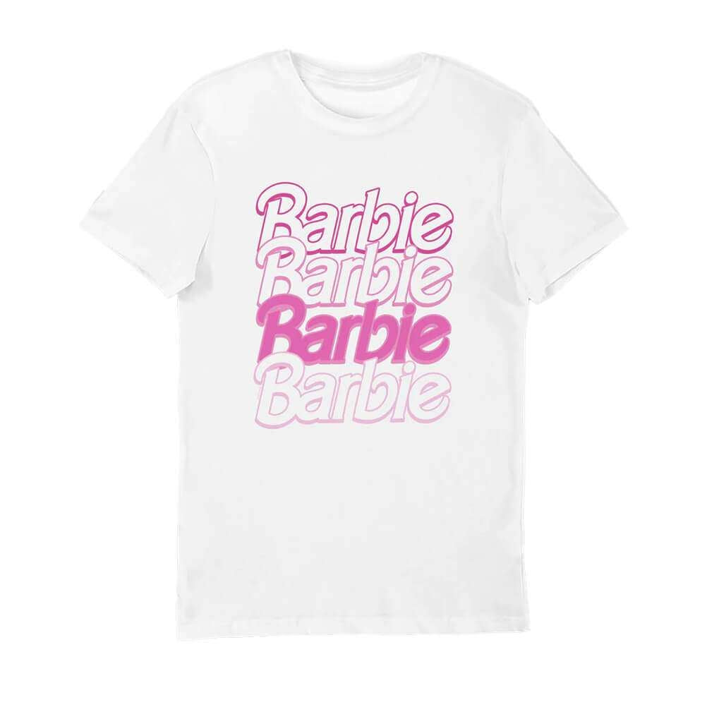 Barbie Logo White Crew Neck T-Shirt