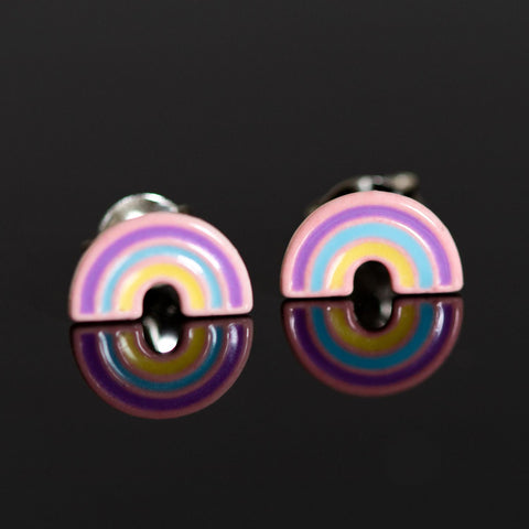 Rainbow Sterling Silver Stud Earrings