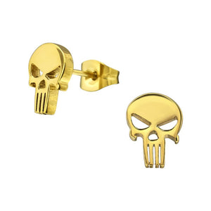 Gold Plated Surgical Steel Skull Stud Earrings