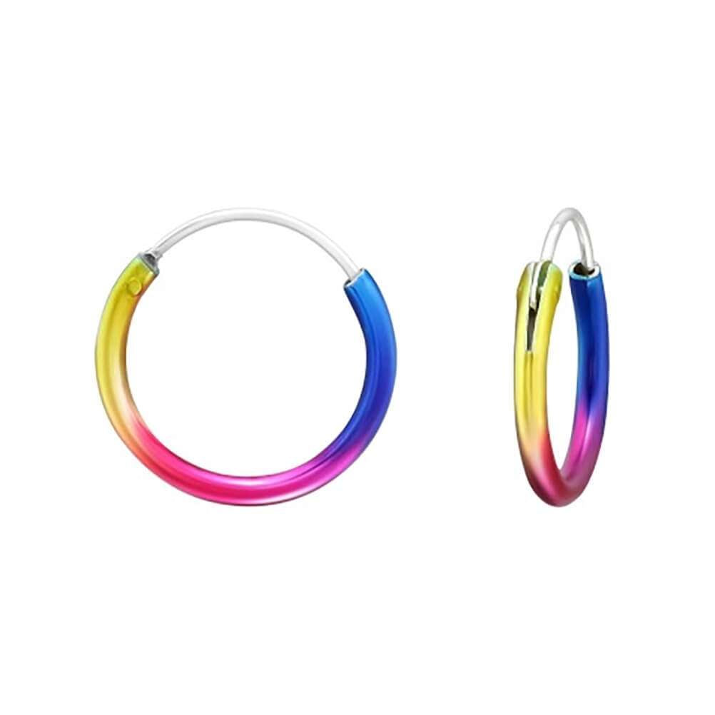 Rainbow Sterling Silver Hoop Earrings