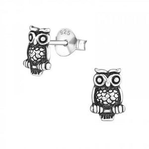 Petite Sterling Silver Owl Stud Earrings