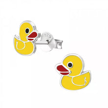 Load image into Gallery viewer, Sterling Silver Rubber Duck Stud Earrings