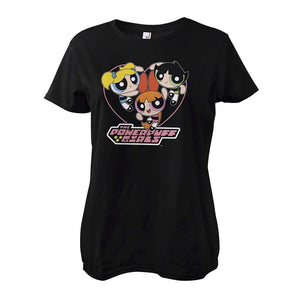 Women's Powerpuff Girls Heart Black Fitted T-Shirt
