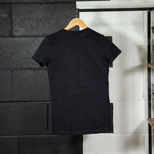 Load image into Gallery viewer, Women&#39;s Saved by the Bell Distressed Logo Black Fitted T-Shirt