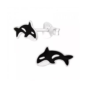 Orca Whale Sterling Silver Stud Earrings