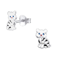 Load image into Gallery viewer, Sterling Silver Cat Stud Earrings