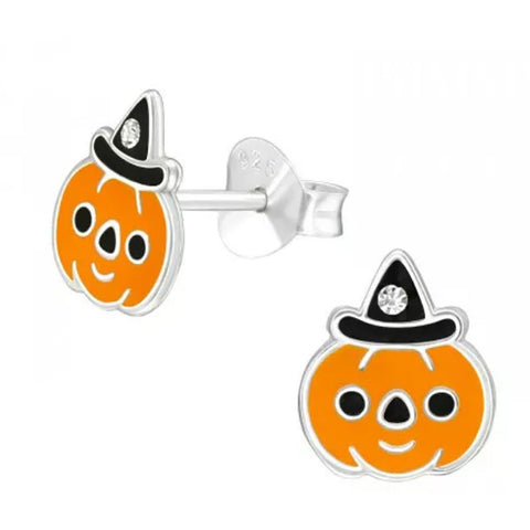 Pumpkin Sterling Silver Stud Earrings