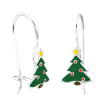 Load image into Gallery viewer, Sterling Silver Christmas Tree Drop Earrings