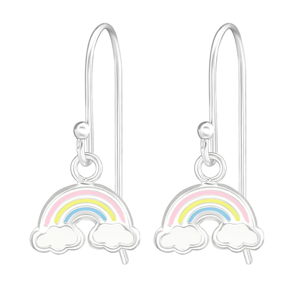 Sterling Silver Rainbow and Clouds Drop Earrings