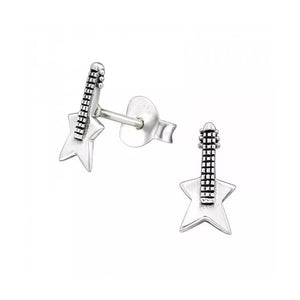 Star Guitar Sterling Silver Stud Earrings