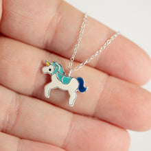 Load image into Gallery viewer, Children&#39;s Sterling Silver Unicorn Pendant Necklace