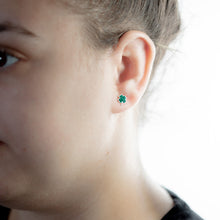 Load image into Gallery viewer, Lucky Clover Sterling Silver and Crystal Stud Earrings