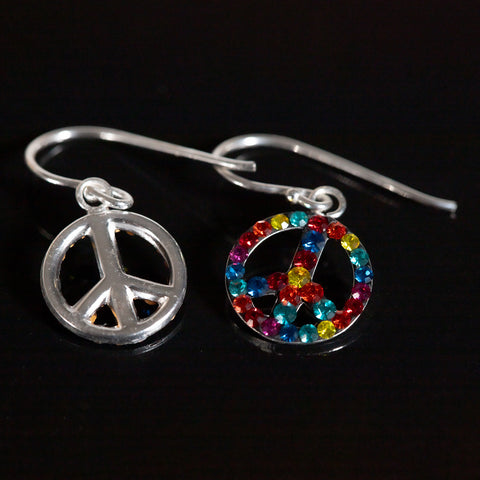 Peace Multi-Coloured Crystal Drop Earrings
